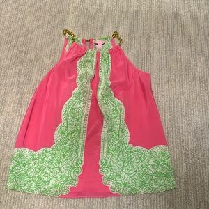 Lilly Pulitzer Riviera Hotty Pink Day Breakers Engineered Silk Top